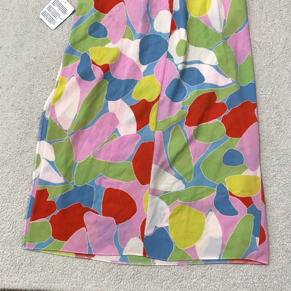 ASOS One Shoulder Midi Dress Cut Out Retro Abstract Print Multicolor Size 6 - Picture 13 of 14